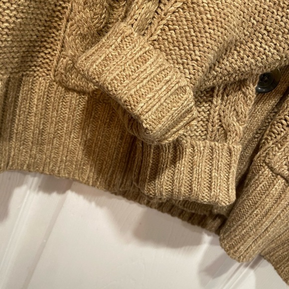 St. John’s Bay Size L Tan Cable Knit Collared Button Front Cozy Cardigan Sweater - Picture 5 of 9